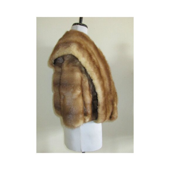 Vintage Autumn Haze Brand EMBA Natural Brown Mink Fur Stole Cape Wrap - Picture 5 of 12